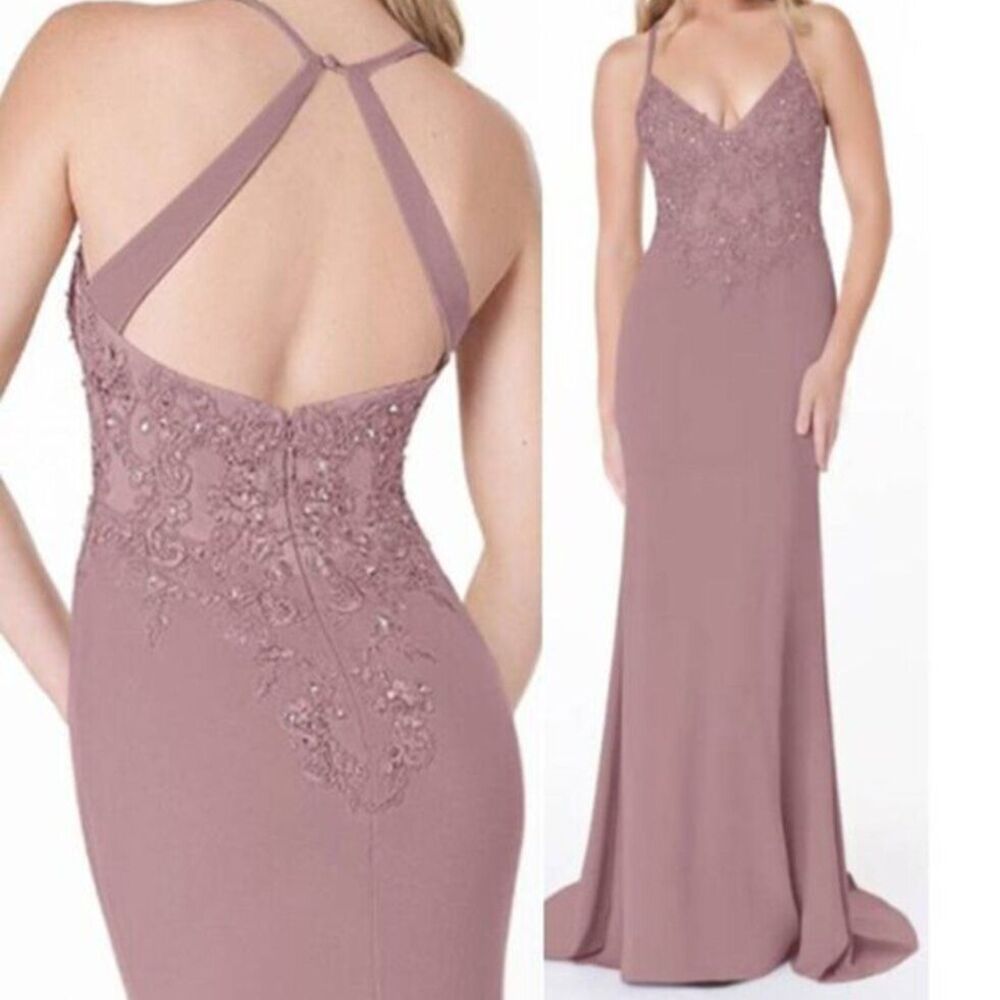 Azazie Formal Mermaid Dress Adely Elegant Lace Beaded Gown Homecoming S12 $149
